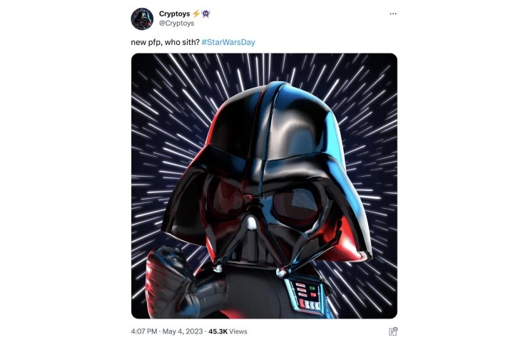 Tweet di Cryptoys sull'uscita della collezione NFT di Star Wars