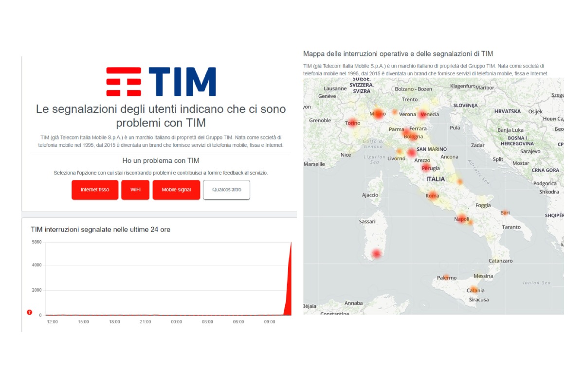 Due screenshot da Downdetector
